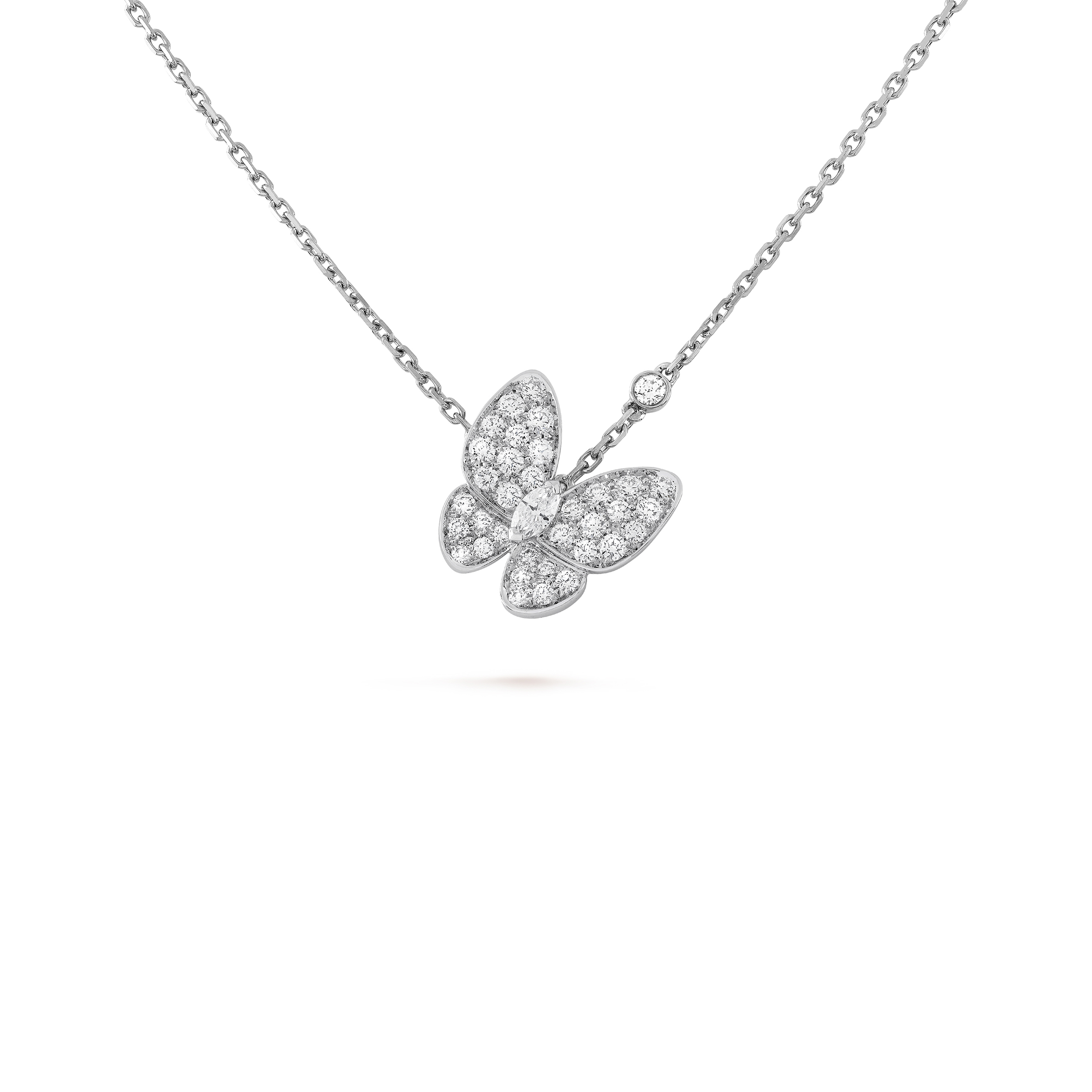 VAN CLEEF ARPELS TWO BUTTERFLY PENDANT - WHITE GOLD, DIAMOND  VCARO3M400